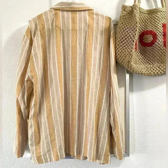 New Gentle Fawn Isla Linen Blazer Striped XL Professional Chic Office Cocktail - Picture 10 of 12
